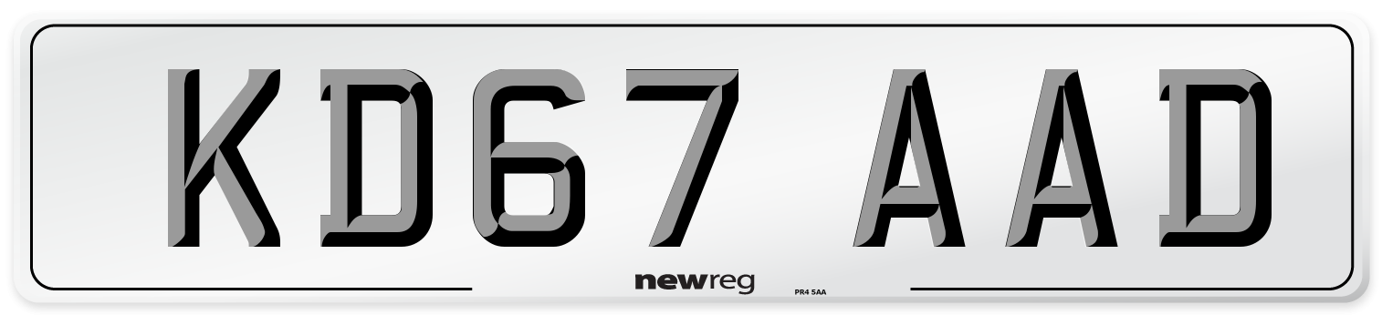 KD67 AAD Number Plate from New Reg